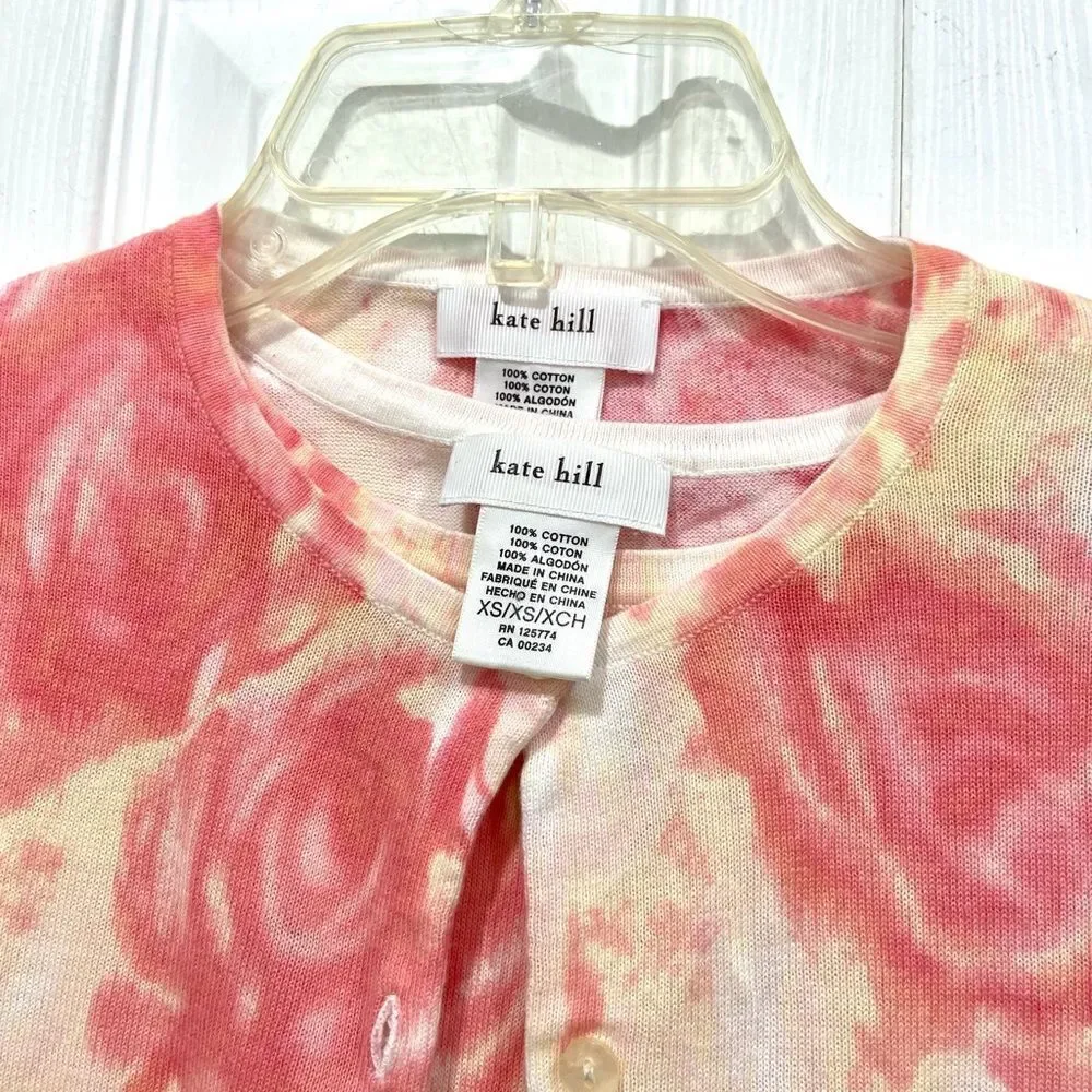 Kate Hill 2 pieces cardigan and sleeveless tie dye top set size XS 100% cotton - Picture 3 of 12